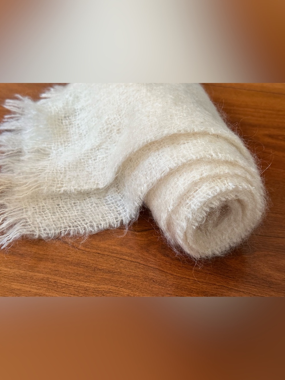 Vintage Donegal Design Ivory Mohair Wool Scarf Wrap Handwoven Ireland